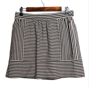 Madewell Women's Casual Cream Black Striped Mini Skirt Size 6 New Without Tags